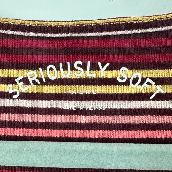 Aeropostale Seriously Soft Striped V-Neck Bodycon Top - Picture 4 of 4